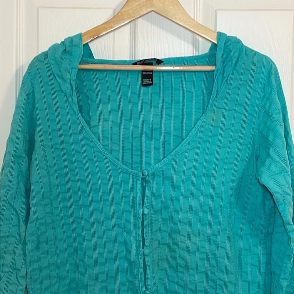 Billabong Aqua Cotton Cover-Up, hooded shirt, 10 - Picture 3 of 8